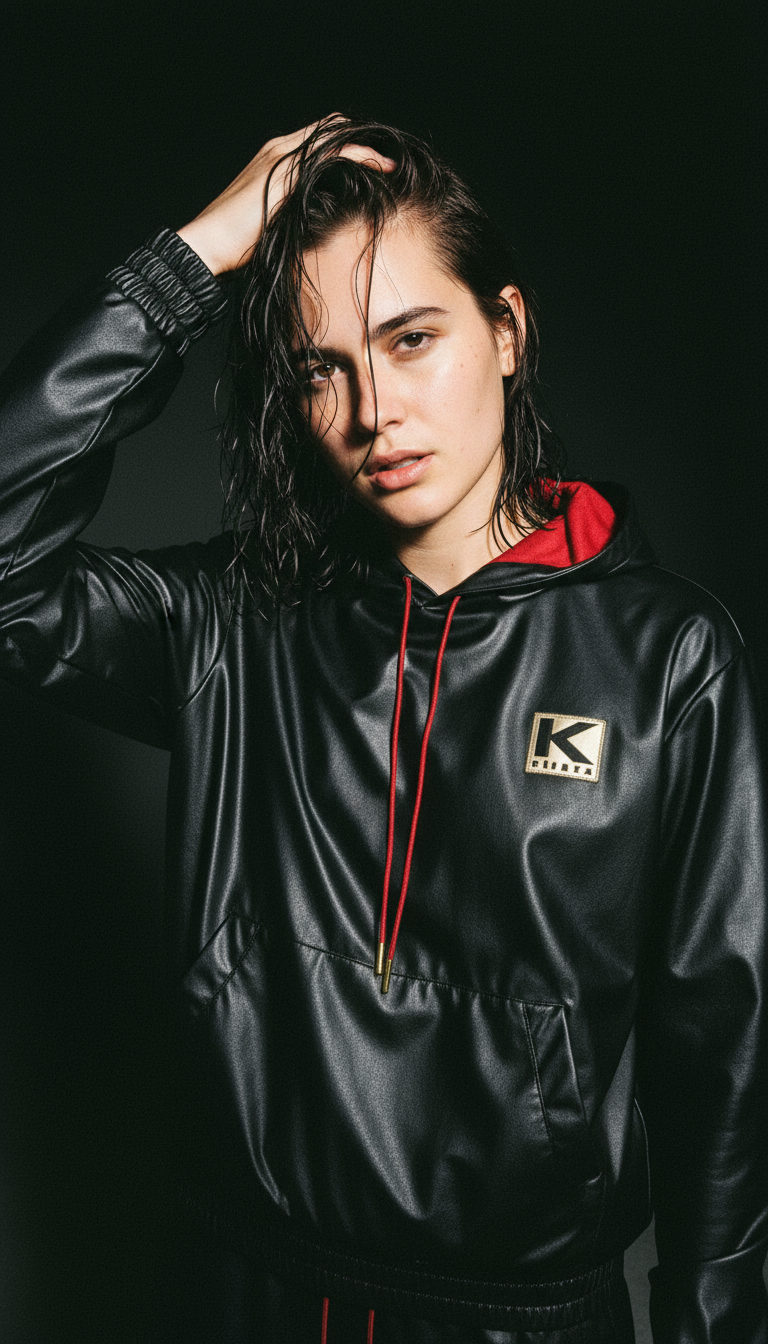 "Cream" Leather Hoodie